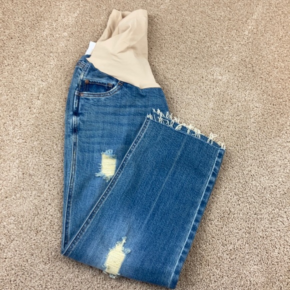 led Full Panel Distressed Raw Hem Maternity Jeans - Picture 12 of 12